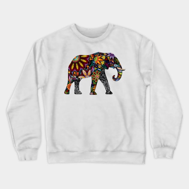 Colorful elephant in patterned design Crewneck Sweatshirt by pickledpossums